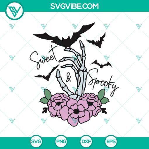 sweet spooky svg floral skeleton hand svg spooky halloween svg