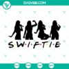 Taylor Swift silhouette SVG with "Swiftie Friends" text, perfect for Eras Tour projects. Cut Files for fans and crafts.