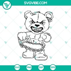 Teddy bear saw machine SVG featuring an angry and horror bear design perfect for Halloween crafting projects.