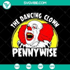 Spooky Pennywise the Dancing Clown SVG for Halloween decor with scary design.