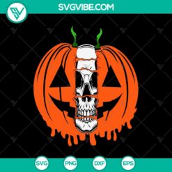 Spooky Halloween skull pumpkin SVG, featuring scary Halloween design. Perfect for Halloween-themed crafting projects.