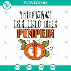 Spooky "Man Behind the Pumpkin" SVG design for Halloween, horror theme, featuring a scary figure lurking behind a carved pumpkin.