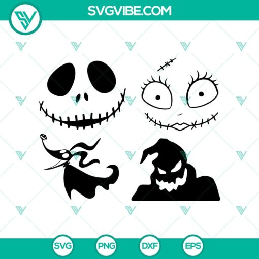 the nightmare before christmas characters face bundle svg scary svg halloween svg