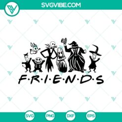 Nightmare Before Christmas Friends SVG with Jack and Sally characters, perfect for Halloween movies theme.
