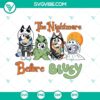 Nightmare Before Bluey Halloween SVG design for Cricut and Silhouette, featuring spooky elements like bats, pumpkins, and more.