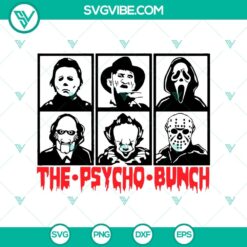 Creepy Halloween horror character themed SVG design featuring The Psycho Bunch. Perfect for spooky projects.