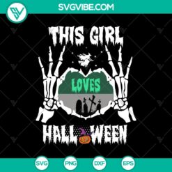 Halloween-themed SVG with girl and skeleton hand design, perfect for Halloween enthusiasts.