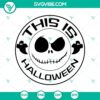 Funny Face Jack Skellington SVG with Halloween elements, perfect for Halloween celebrations and crafts.