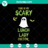 Scary lunch lady costume SVG design for Halloween with Oct 31 theme. Perfect for spooky Halloween crafts.