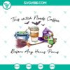 Witch themed Halloween SVG with text "This Witch Needs Coffee Before Any Hocus Pocus" perfect for spooky crafting projects.
