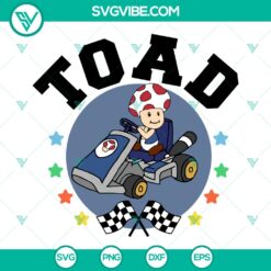Toad SVG cut files for Mario Kart racing character, perfect for crafts and designs.
