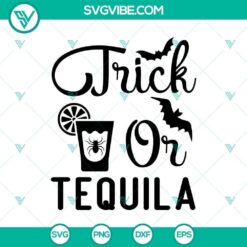 Trick or Tequila Halloween quote SVG with horror and scary elements, perfect for Halloween crafts.