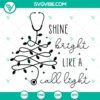 Christmas nurse SVG design for crafters, includes SVG, DXF, EPS, and PNG files. Perfect for holiday nurse projects.