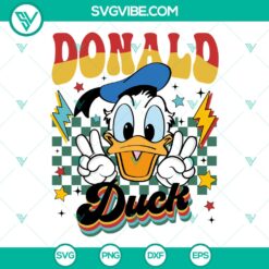 Vintage Checkered Disney Donald Duck SVG | Funny Duck Retro Cut Files