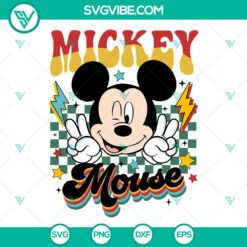 Vintage Checkered Disney Mickey Mouse SVG | Retro Disney Cut Files