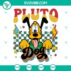 Vintage Checkered Disney Pluto Dog SVG | Cute Puppy Retro Cut Files