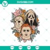 Vintage floral horror characters SVG DXF EPS PNG cut files with Halloween Cricut & Silhouette designs for spooky crafting projects.