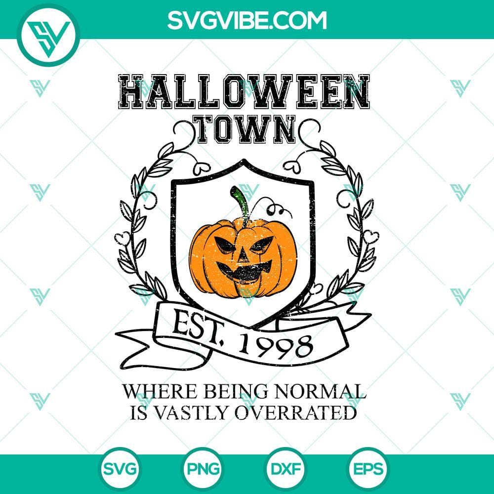 Vintage Halloween Town University SVG DXF EPS PNG Cut Files Vintage Halloween Town University SVG for Cricut & Silhouette. Includes Halloween designs SVG, DXF, EPS, PNG cut files for crafting.