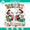 Vintage Mickey and Minnie Christmas SVG DXF EPS PNG Cut File, retro Disney characters with holiday theme for crafts and printing.