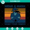 Halloween Ravens SVG with "Wear A Mask Wash Your Hands" message in retro style. Ideal for festive DIY projects.