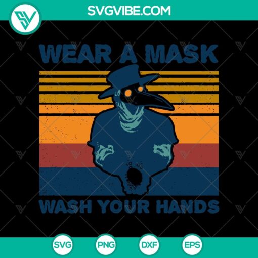 wear a mask wash your hand svg halloween ravens svg retro halloween svg