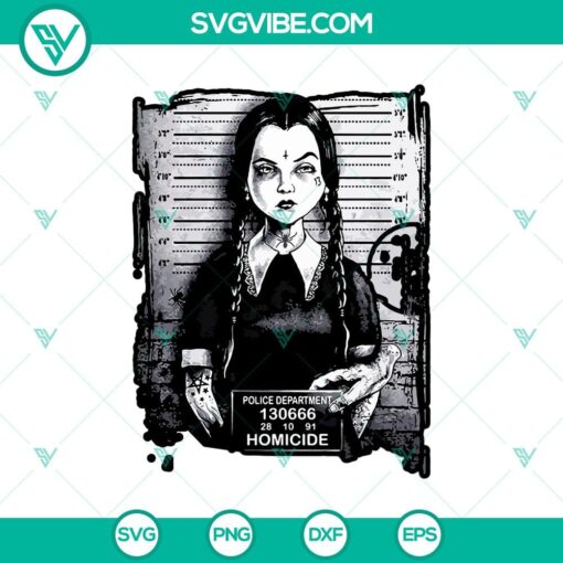 wednesday addams halloween mugshot svg homicide svg horror halloween svg