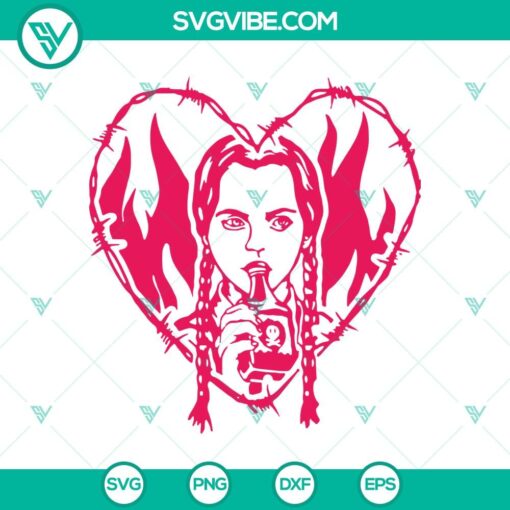 wednesday addams in heart svg wednesday sister svg halloween movies svg