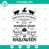 Black cats prowling amidst gleaming pumpkins in a Halloween themed SVG design.