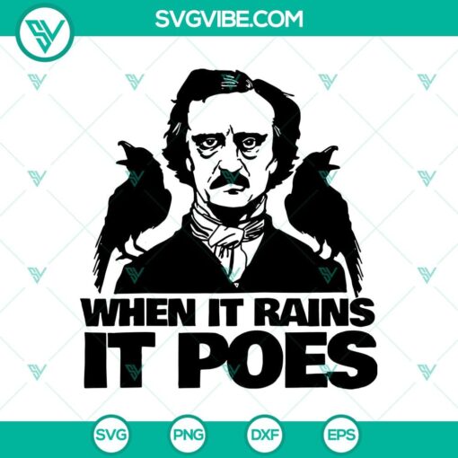 when it rains it poes svg edgar allan poe raglan crow svg scary halloween svg