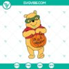 Winnie the Pooh in Halloween costume holding a pumpkin SVG, Disney Halloween themed design for crafting.