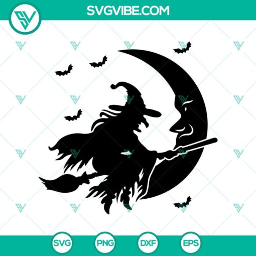 witch fly in moon svg halloween svg horror svg