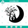 Witch making poison in moonlight Halloween SVG design with horror elements.