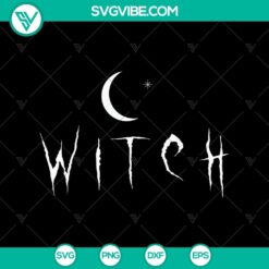 Witch Night Moon SVG featuring Halloween, scary, Oct 31 elements perfect for spooky holiday crafts and decor.