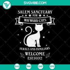Witch Salem Sanctuary for Wayward SVG, Halloween Scary design with spooky elements for Halloween SVG.
