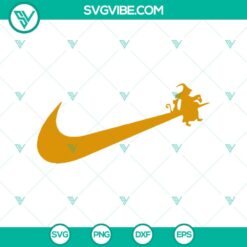 Witch sitting on Nike logo SVG, Halloween themed Nike brand SVG for digital use.