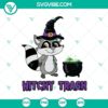 Spooky Witchy Trash Raccoon Halloween Witch SVG featuring horror, Halloween, and scary elements for digital download.