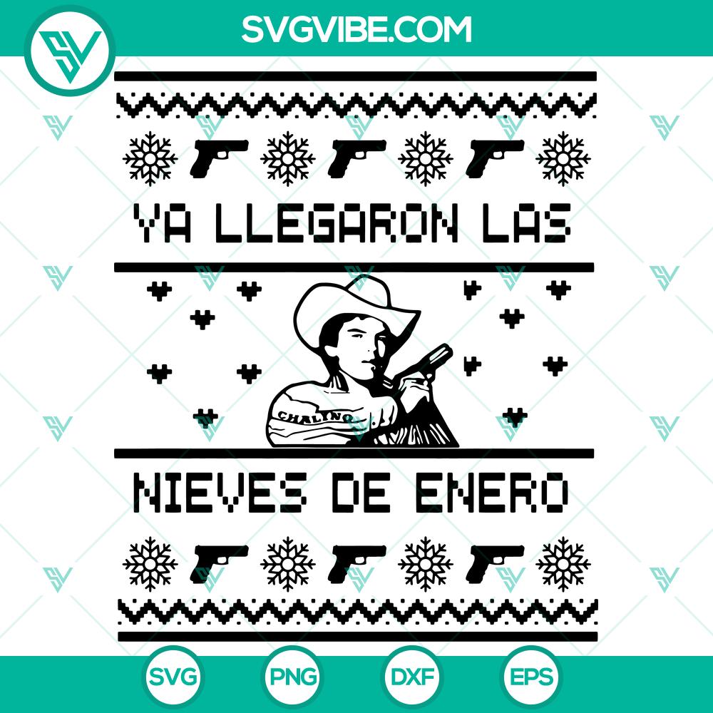 ya-llegaron-las-nieves-de-enero-svg-dxf-eps-png-files.jpg Ya Llegaron Las Nieves de Enero SVG DXF EPS PNG Files with winter snowflakes and text design.