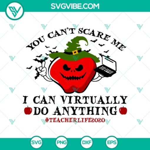 you can8217t scare me i can virtually do anything svg teacher life svg skull apple svg halloween svg