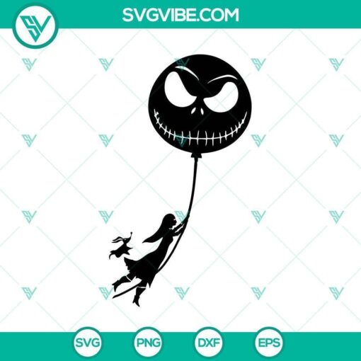 zero and sally fly with balloon svg nightmare svg halloween svg